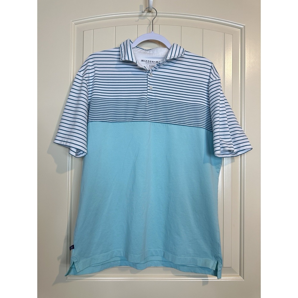 Mizzen+Main striped Polo Shirt Men's XL Green 4‎ Way Stretch Performance